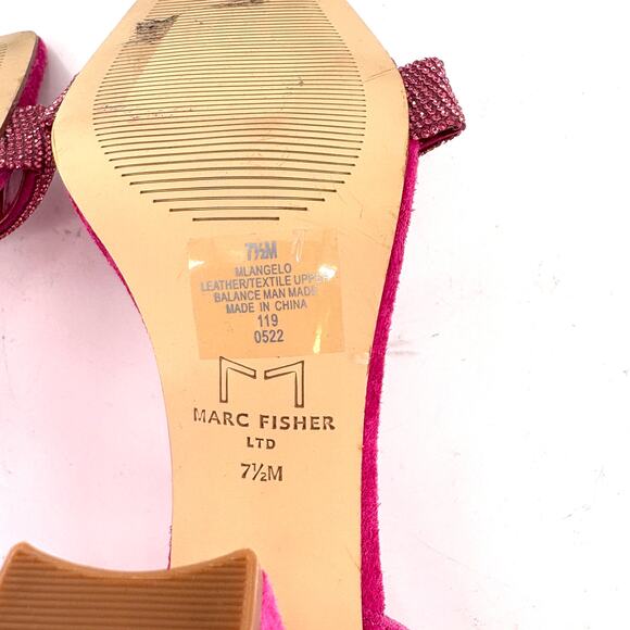 Marc Fisher Angelo Jeweled Heels 7.5 Pink Suede NWOT Sandals Glam Cocktail - Picture 6 of 9